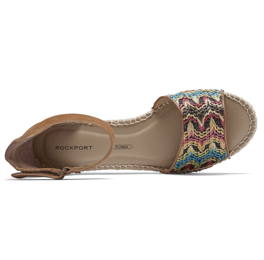 Rockport Singapore Womens Sandals - Marah Woven Ankle Strap Multicolor - QW3706148